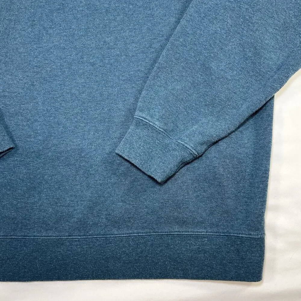 Orvis 1/4 Zip Pullover Mens Size L Teal Blue 100% Cotton Sweater Classic Casual
